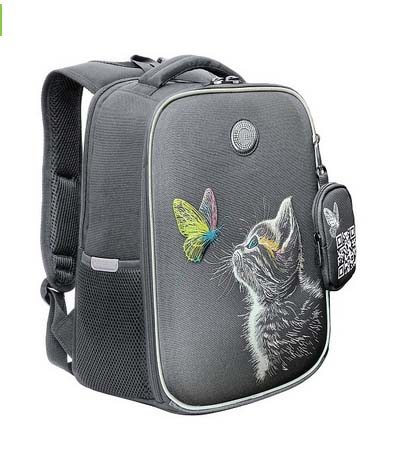 Рюкзак grizzly серый 26х37х17см эрг.спинка