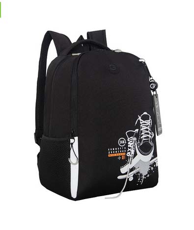 Рюкзак grizzly чёрный-белый 29х38х16см упл.спинка+картхолдер