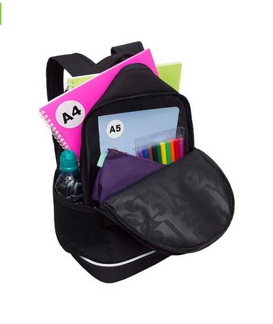 Рюкзак grizzly чёрный-кристалл 28х38х18см упл.спинка+картхолдер