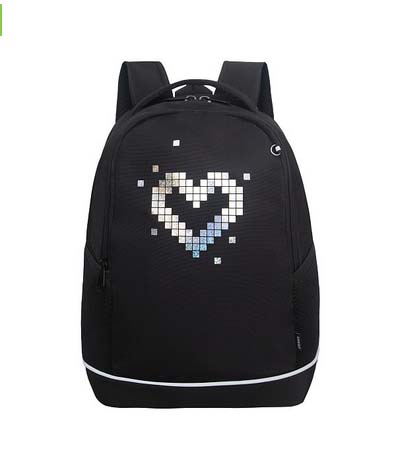 Рюкзак grizzly чёрный-голографический 28х38х18см упл.спинка