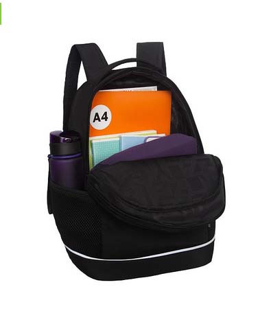 Рюкзак grizzly чёрный-голографический 28х38х18см упл.спинка