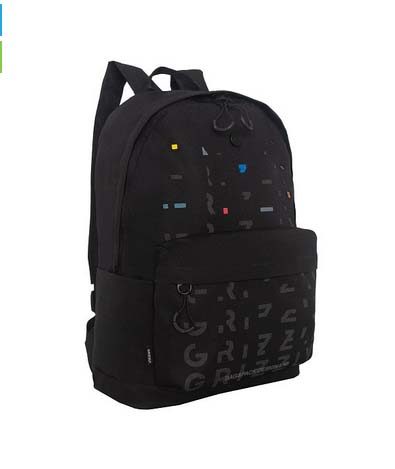 Рюкзак grizzly чёрный-цветной 30х44х15см упл.спинка