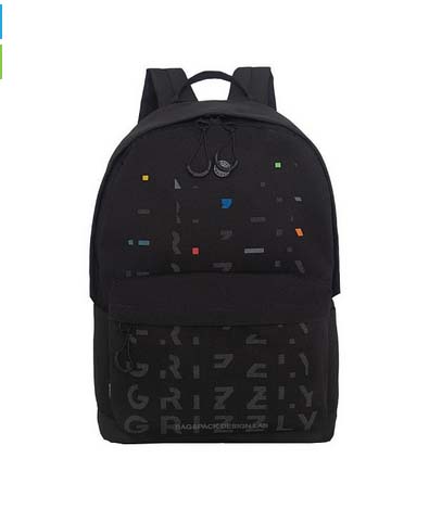 Рюкзак grizzly чёрный-цветной 30х44х15см упл.спинка