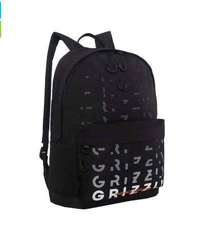 Рюкзак grizzly чёрный-белый 30х44х15см упл.спинка