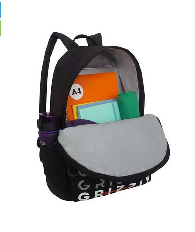Рюкзак grizzly чёрный-белый 30х44х15см упл.спинка