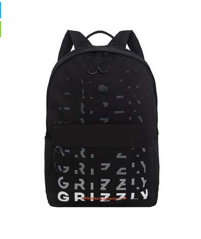 Рюкзак grizzly чёрный-белый 30х44х15см упл.спинка
