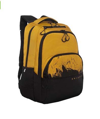 Рюкзак grizzly чёрный-табачный 32х45х23см эрг.спинка