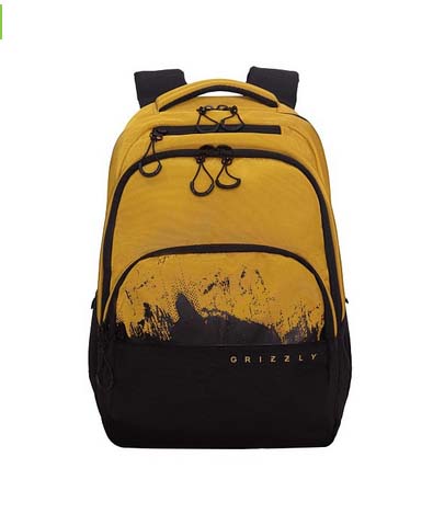 Рюкзак grizzly чёрный-табачный 32х45х23см эрг.спинка