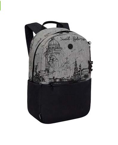 Рюкзак grizzly серый 24х37,5х12см упл.спинка