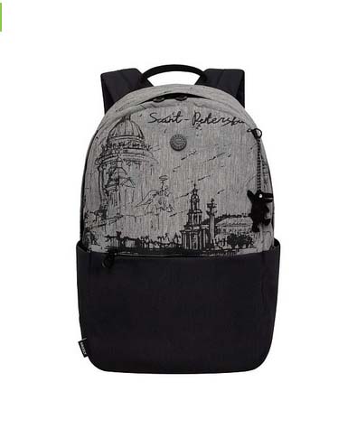 Рюкзак grizzly серый 24х37,5х12см упл.спинка