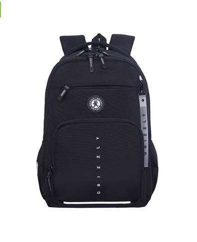 Рюкзак grizzly чёрный-белый 28х40х15,5см эрг.спинка