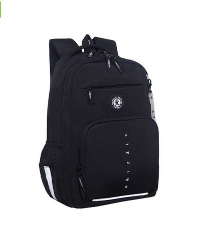 Рюкзак grizzly чёрный-белый 28х40х15,5см эрг.спинка