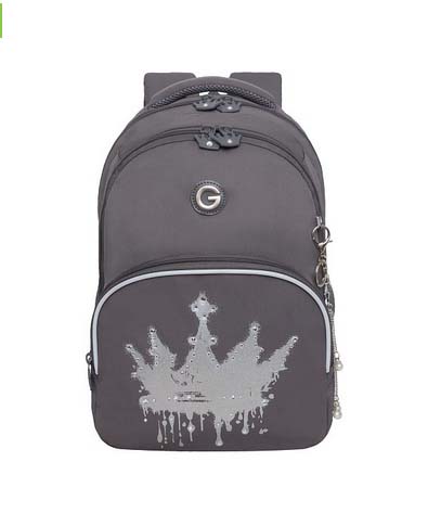 Рюкзак grizzly серый 27х40х20см эрг.спинка