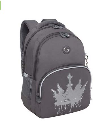 Рюкзак grizzly серый 27х40х20см эрг.спинка