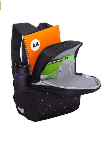 Рюкзак grizzly чёрный 26х39х17см эрг.спинка