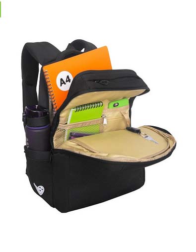 Рюкзак grizzly чёрный-золото 26х39х17см эрг.спинка