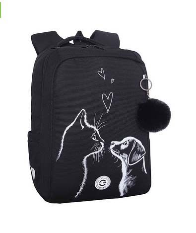 Рюкзак grizzly чёрный-белый 26х39х17см эрг.спинка