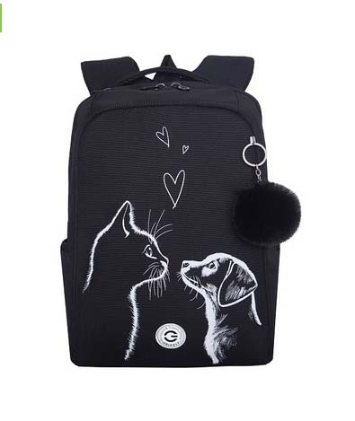 Рюкзак grizzly чёрный-белый 26х39х17см эрг.спинка