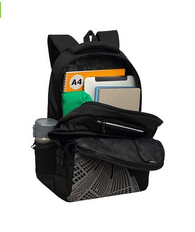 Рюкзак grizzly чёрный-серый 32х45х23см эрг.спинка