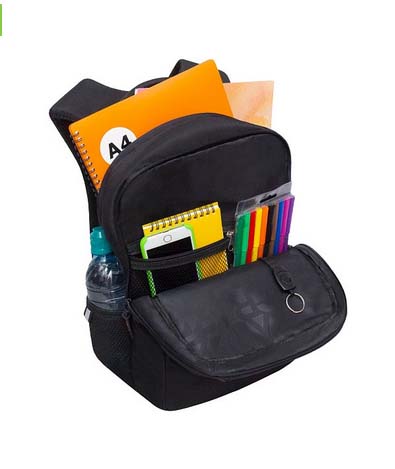 Рюкзак grizzly чёрный-оранжевый 26х39х19см эрг.спинка