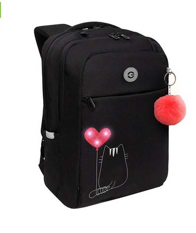 Рюкзак grizzly чёрный 28х40х16см эрг.спинка