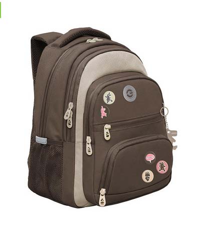 Рюкзак grizzly коричневый-молочный 30х39х20см эрг.спинка