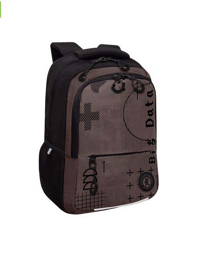Рюкзак grizzly чёрный-коричневый 31х42х22см эрг.спинка