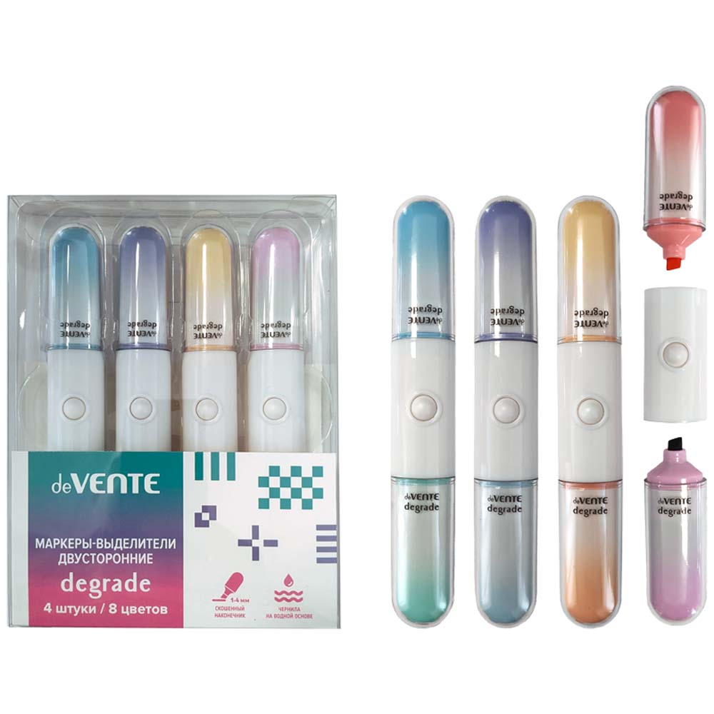 Маркер текстовый набор 8цв. devente "degrade" резец 1,0мм-4,0мм двустор.