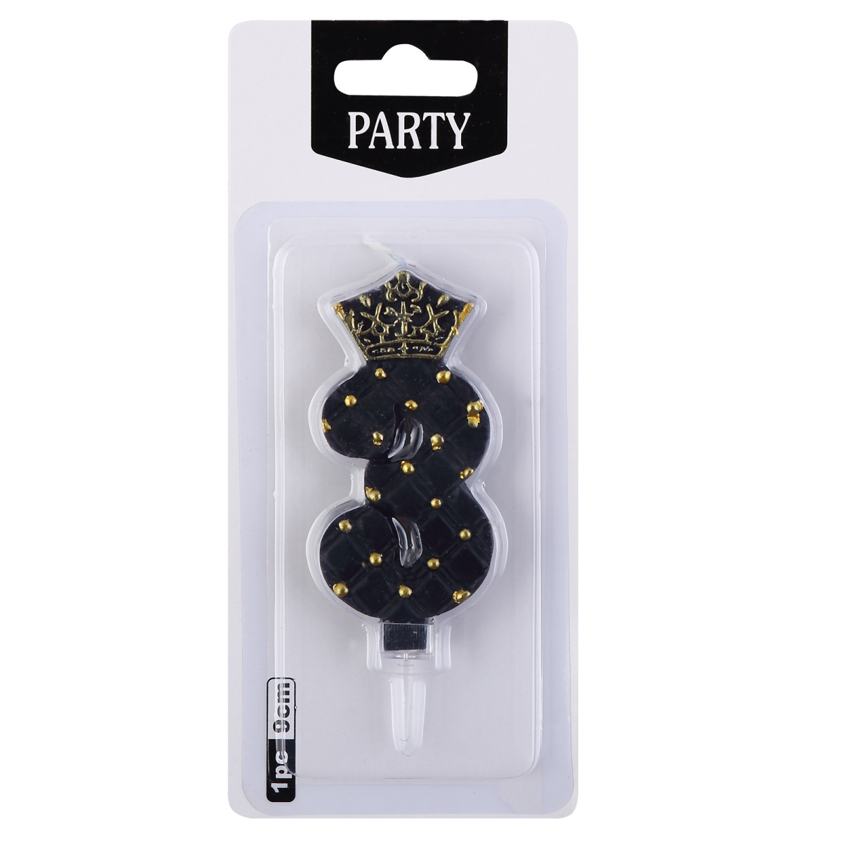 свеча для торта цифра "3" корона на чёрном" Свеча для торта цифра "3" корона на чёрном"