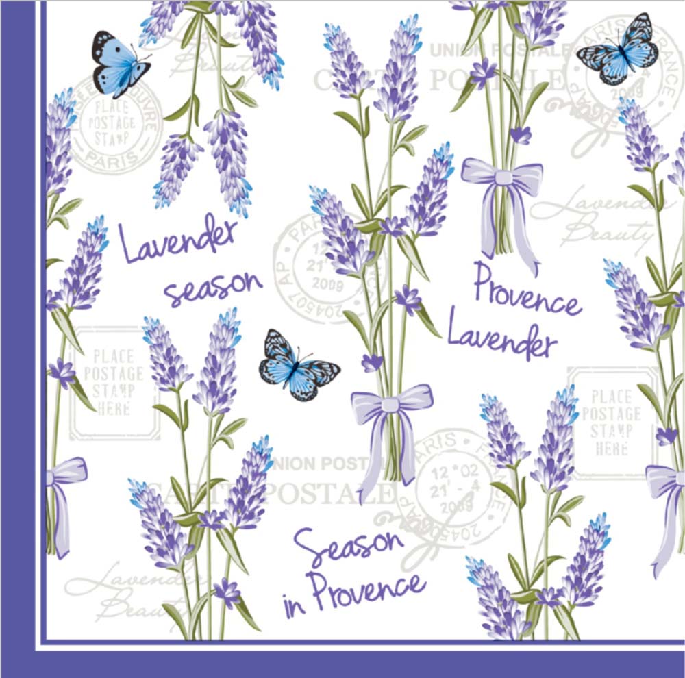 Салфетки бум. 240х240мм 25 шт. 3-сл. "лаванда и бабочки"