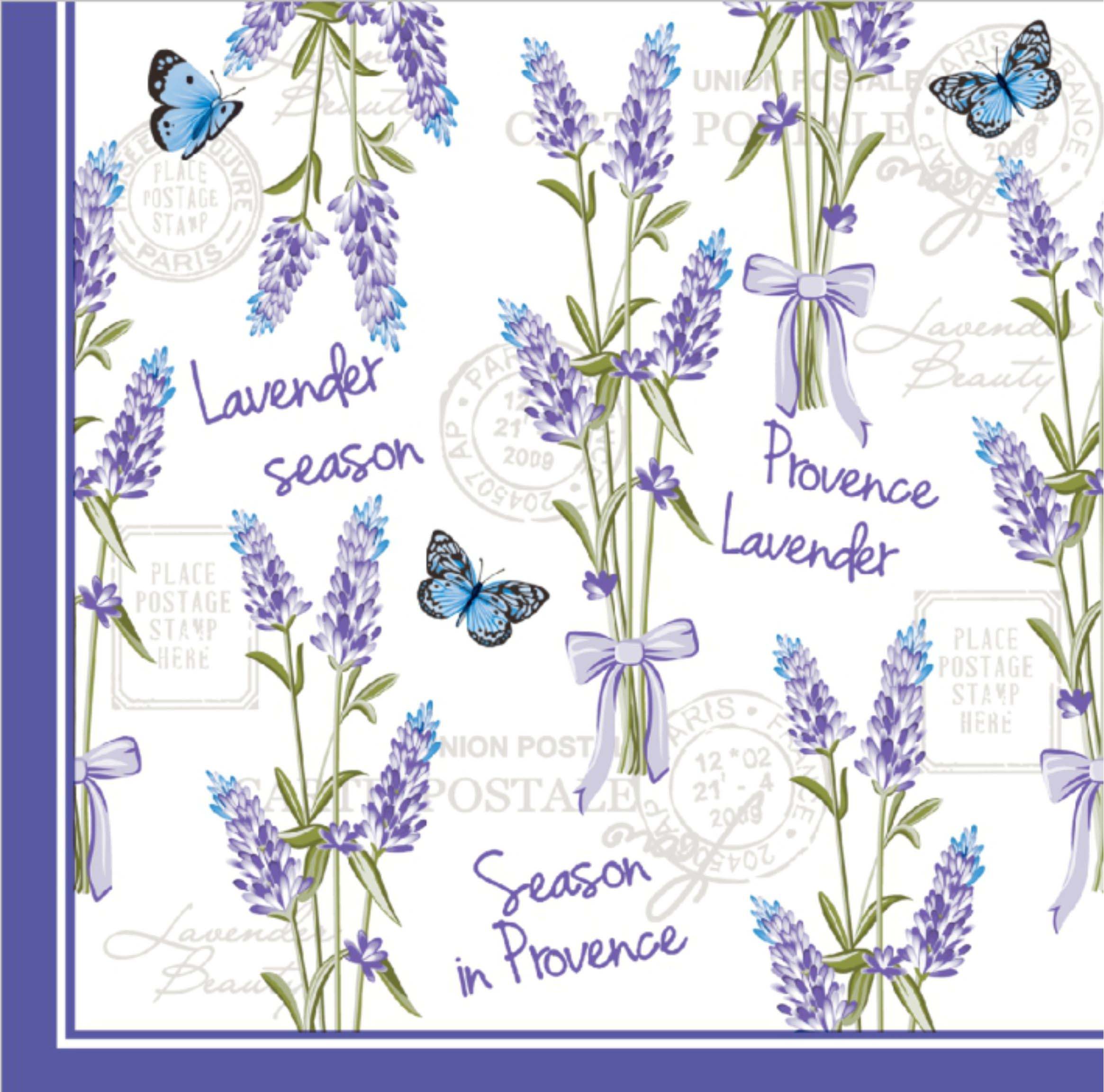 Салфетки бум. 330х330мм 20 шт. 3-сл. "лаванда и бабочки "