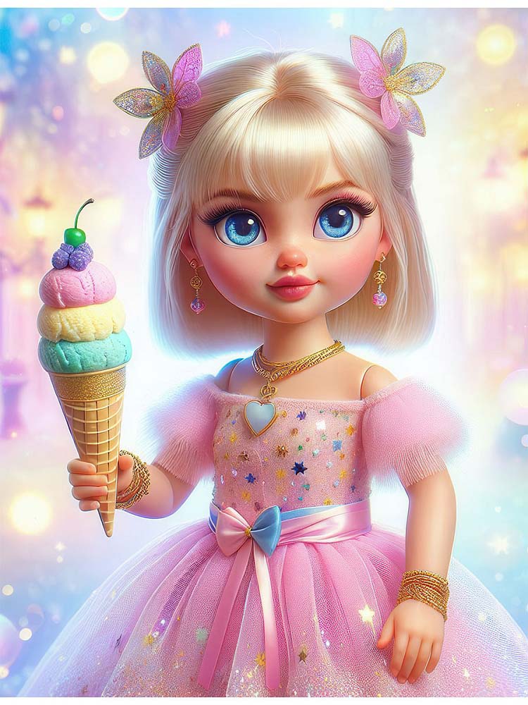 Набор д/творч. алмазная мозаика 23х30см "куколка-мороженка"