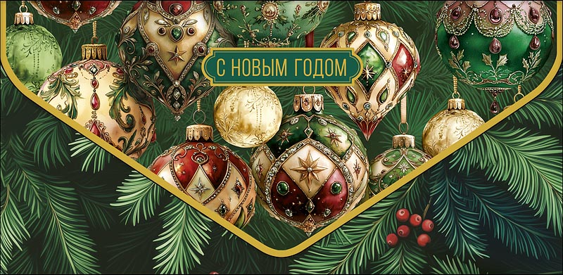 Конверт для денег "с новым годом!" ёлочные игрушки конгрев лак фольга