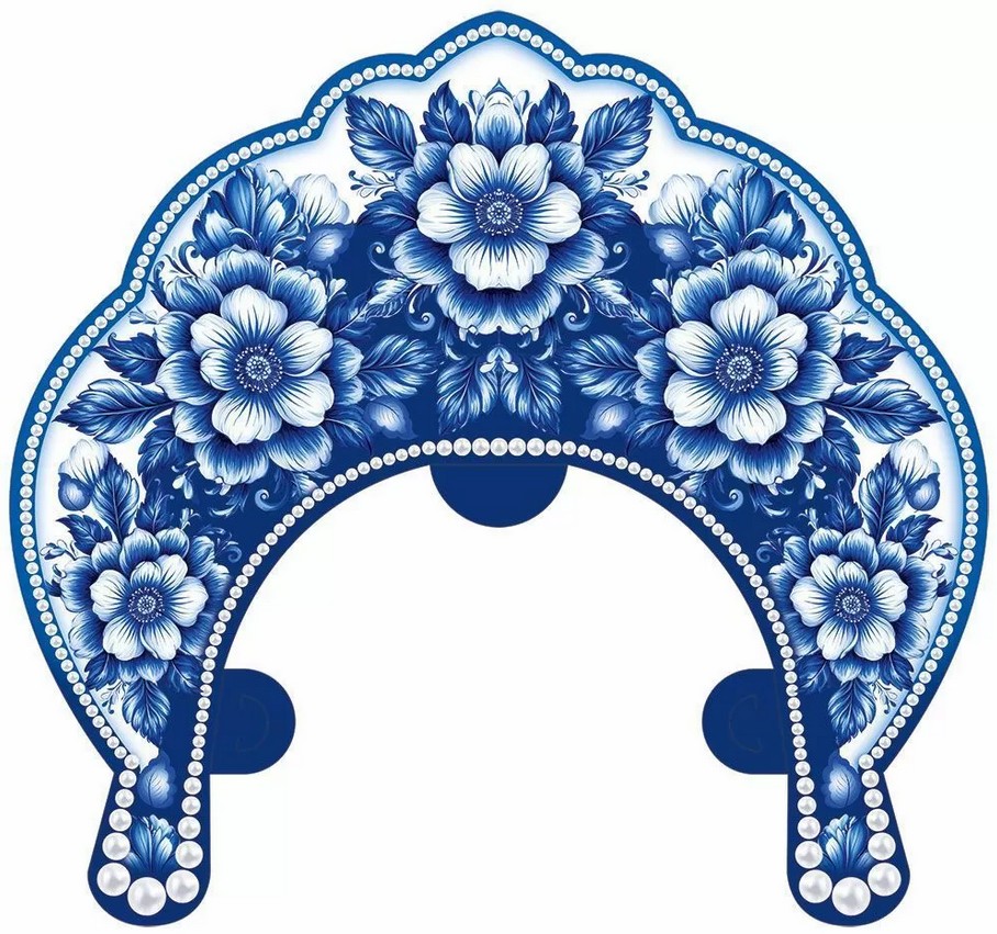 кокошник "синий орнамент" а4 Кокошник "синий орнамент" а4