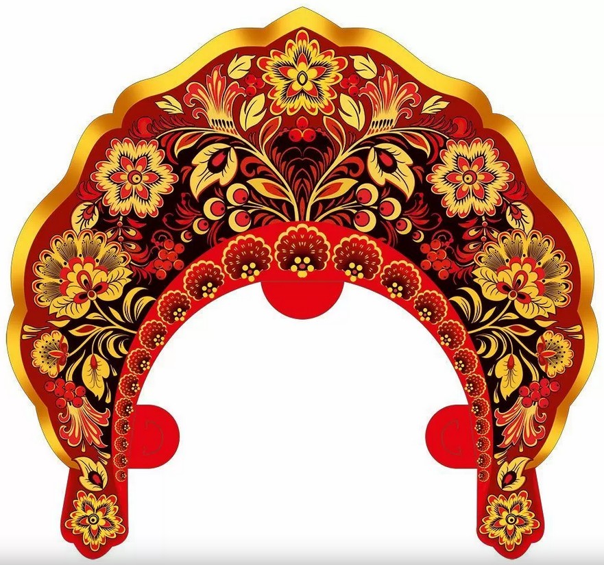 кокошник "красное, чёрное и золото" а4 Кокошник "красное, чёрное и золото" а4