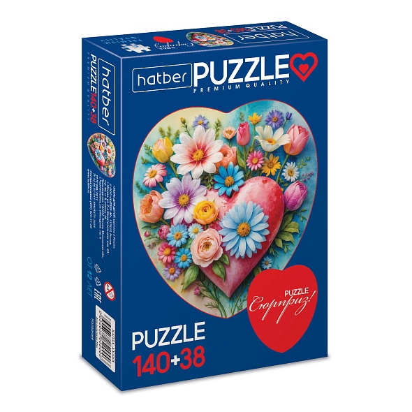 пазлы 2в1 140/38 дет. "два сердца. цветы для души" (hatber) Пазлы 2в1 140/38 дет. "два сердца. цветы для души" (hatber)