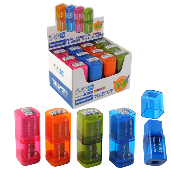 Точилка с контейнером кокос 1 отв.+ластик асс-т