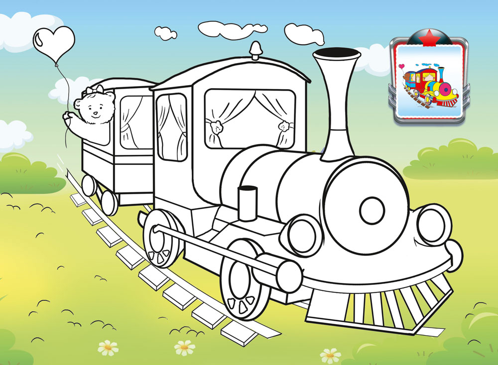 Раскраска "паровозики" а4