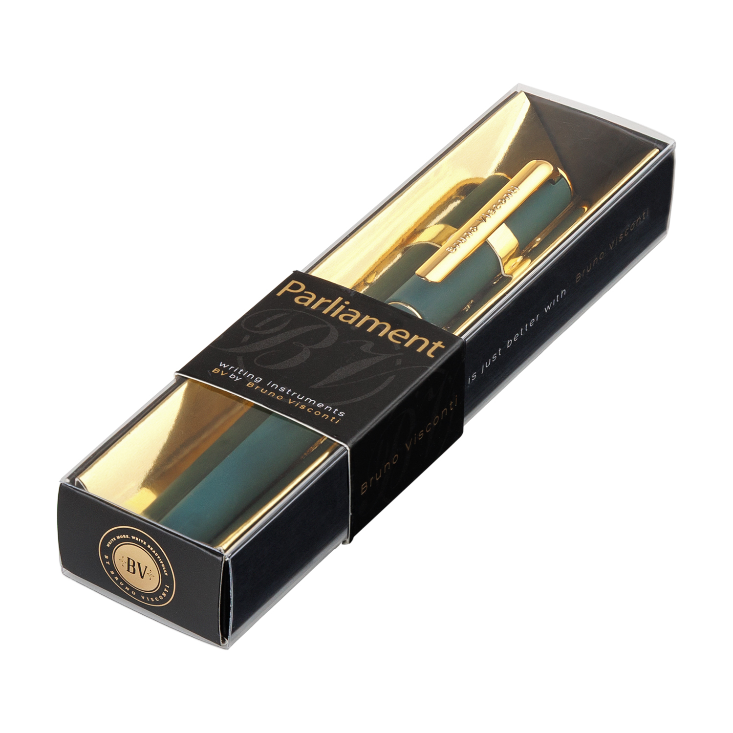 Ручка шар. bruno visconti "parliament" 0,7мм синяя корп.зелёный,в футл.