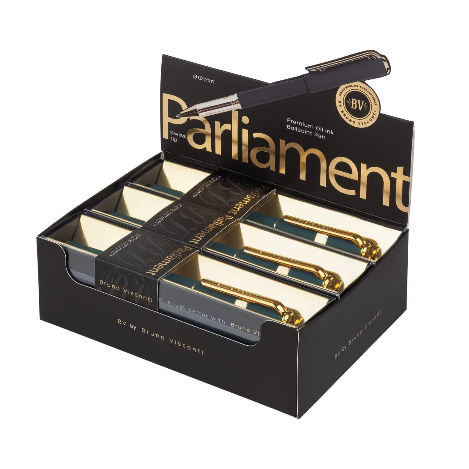 Ручка шар. bruno visconti "parliament" 0,7мм синяя корп.зелёный,в футл.