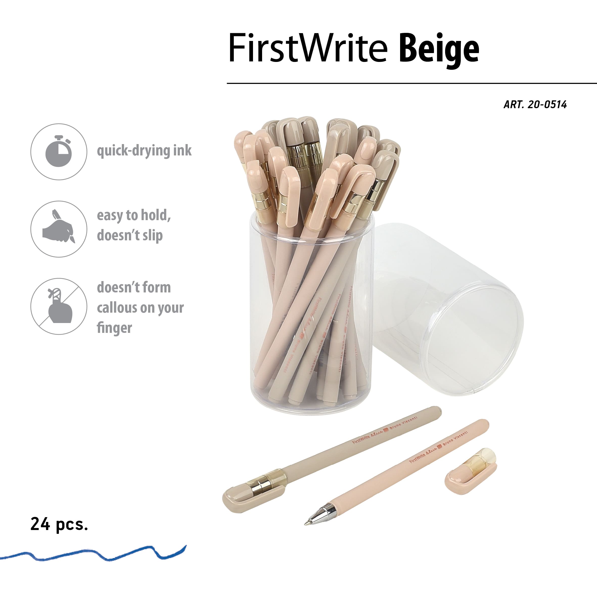 Ручка шар. "bruno visconti" "firstwrite.total beige" 0,5мм синяя