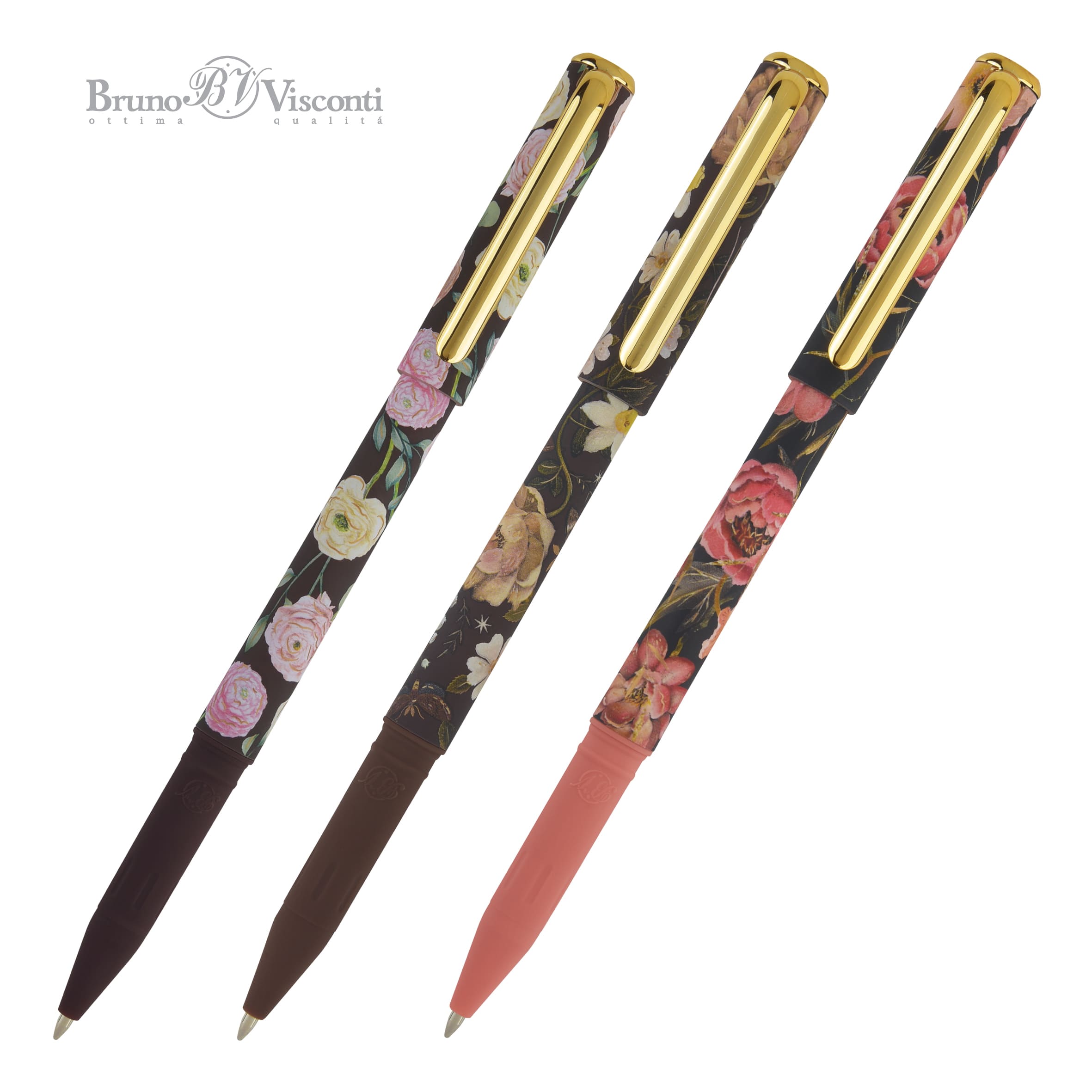 Ручка шар. "bruno visconti" "flora.black night" 0,7мм синяя масл.основа