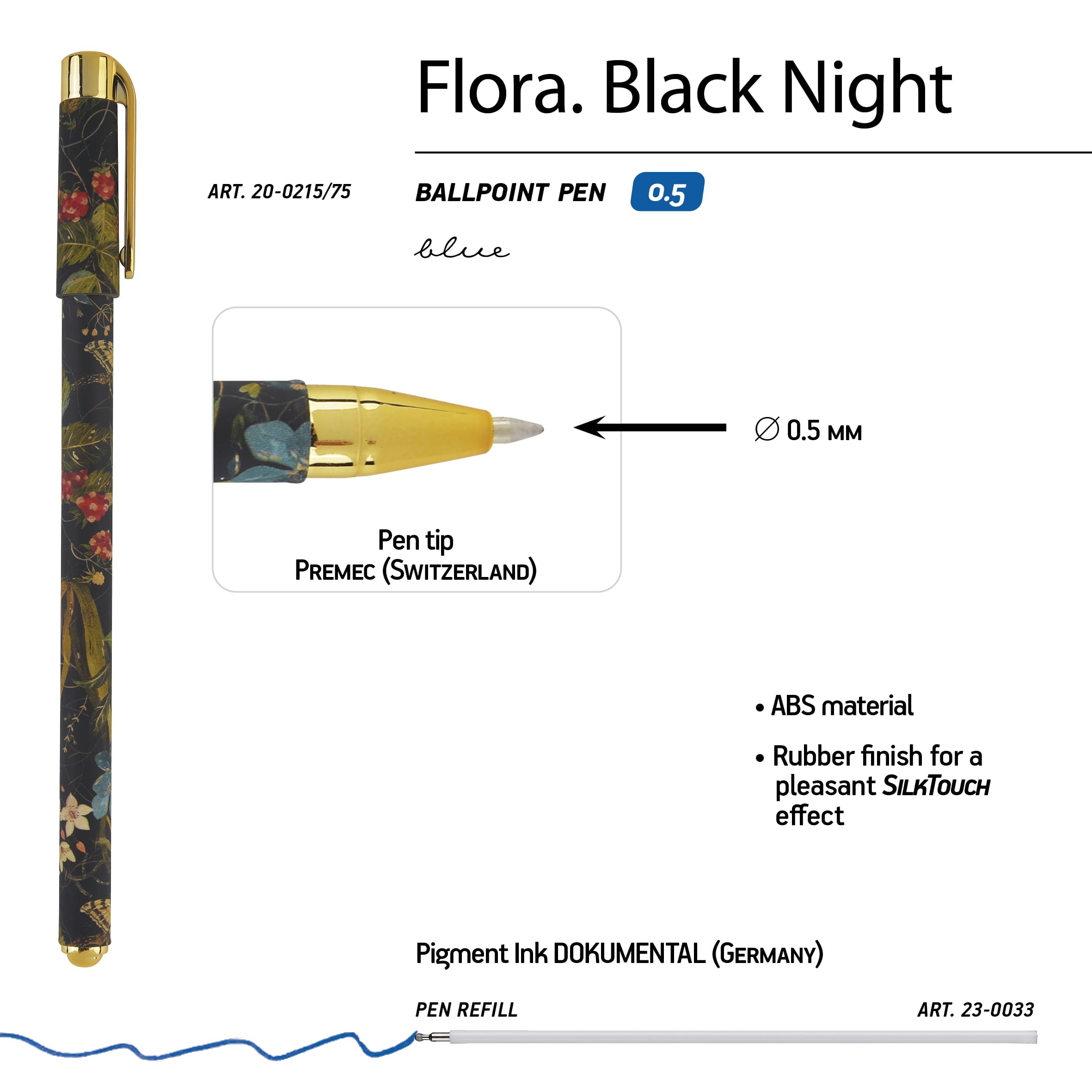 Ручка шар. "bruno visconti" "flora. black night" 0,38мм синяя