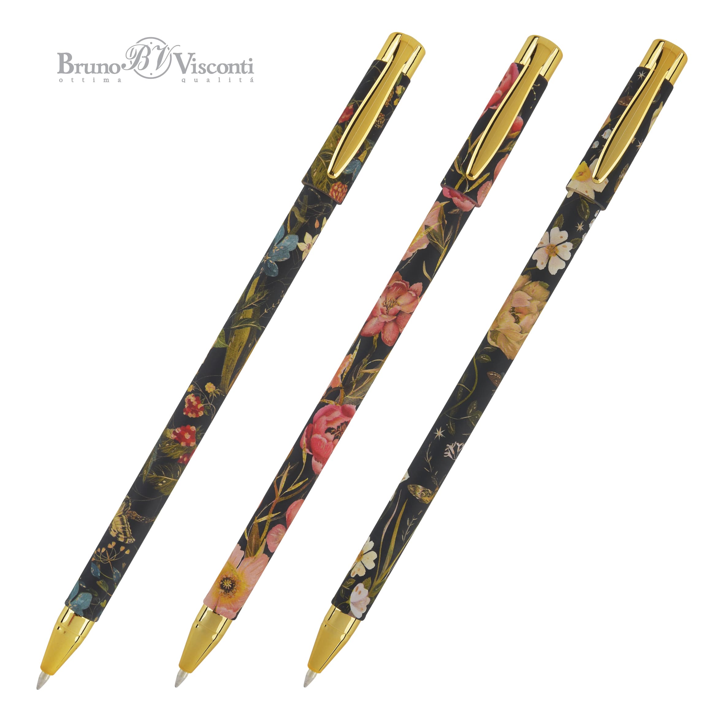 Ручка шар. "bruno visconti" "flora. black night" 0,38мм синяя