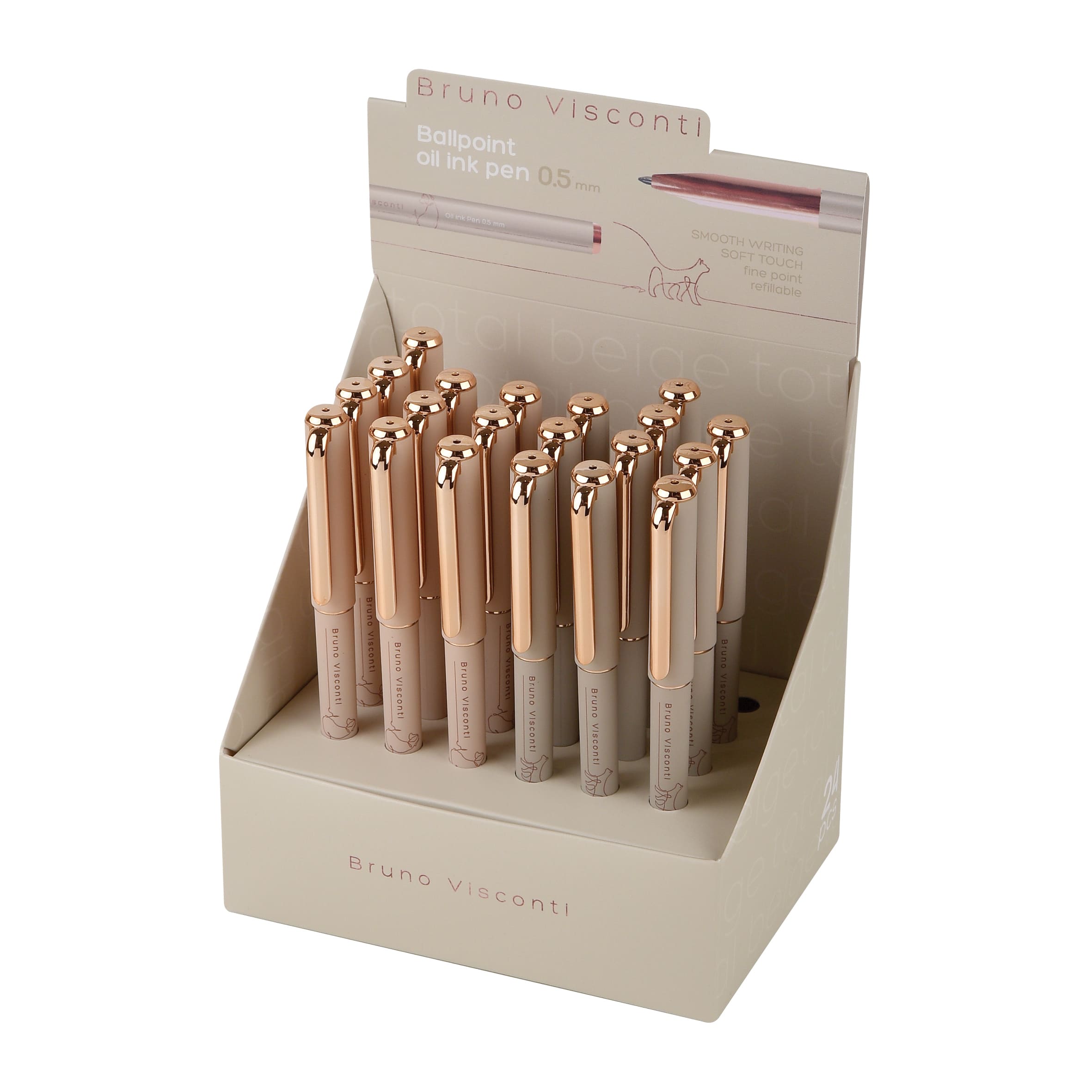 Ручка шар. "bruno visconti" "totalbeige" 0,5мм синяя масл.основа