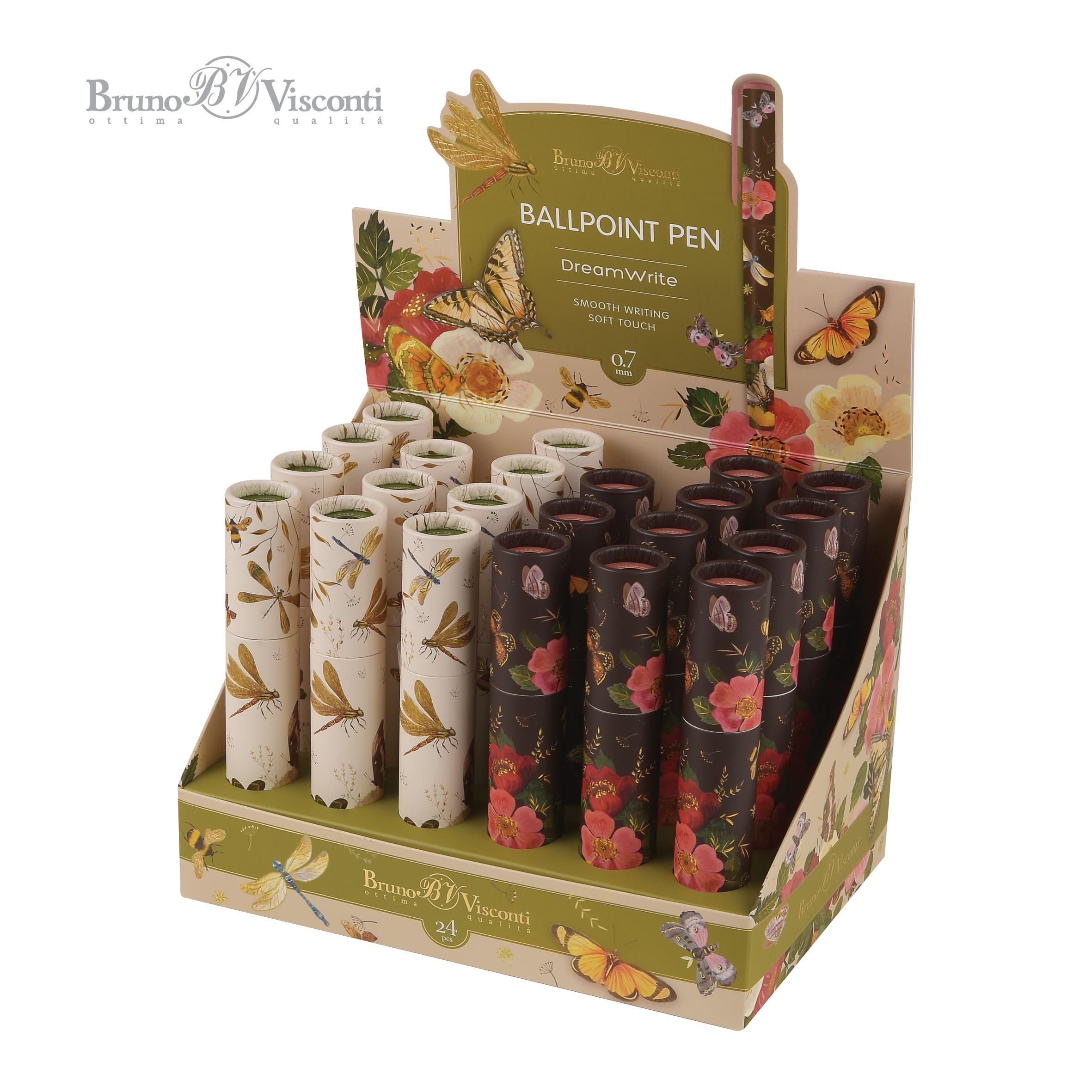 Ручка шар. bruno visconti "dreamwrite.fauna.бабочки" 0,7мм синяя асс-т