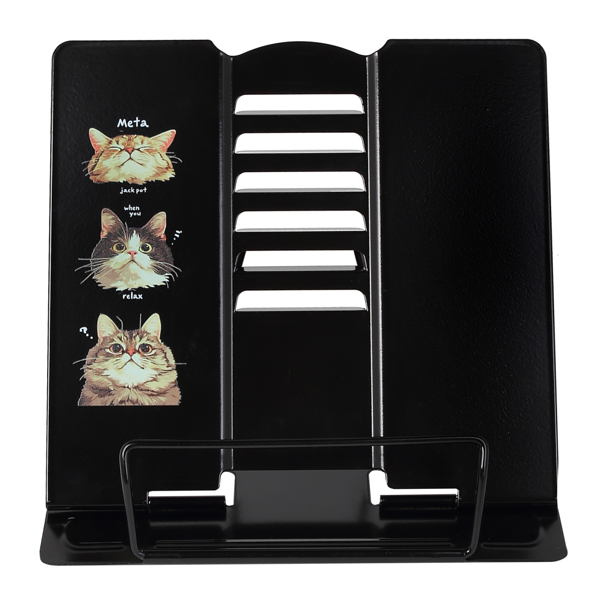 Подставка для книг кокос "котики" металлическая с рис.