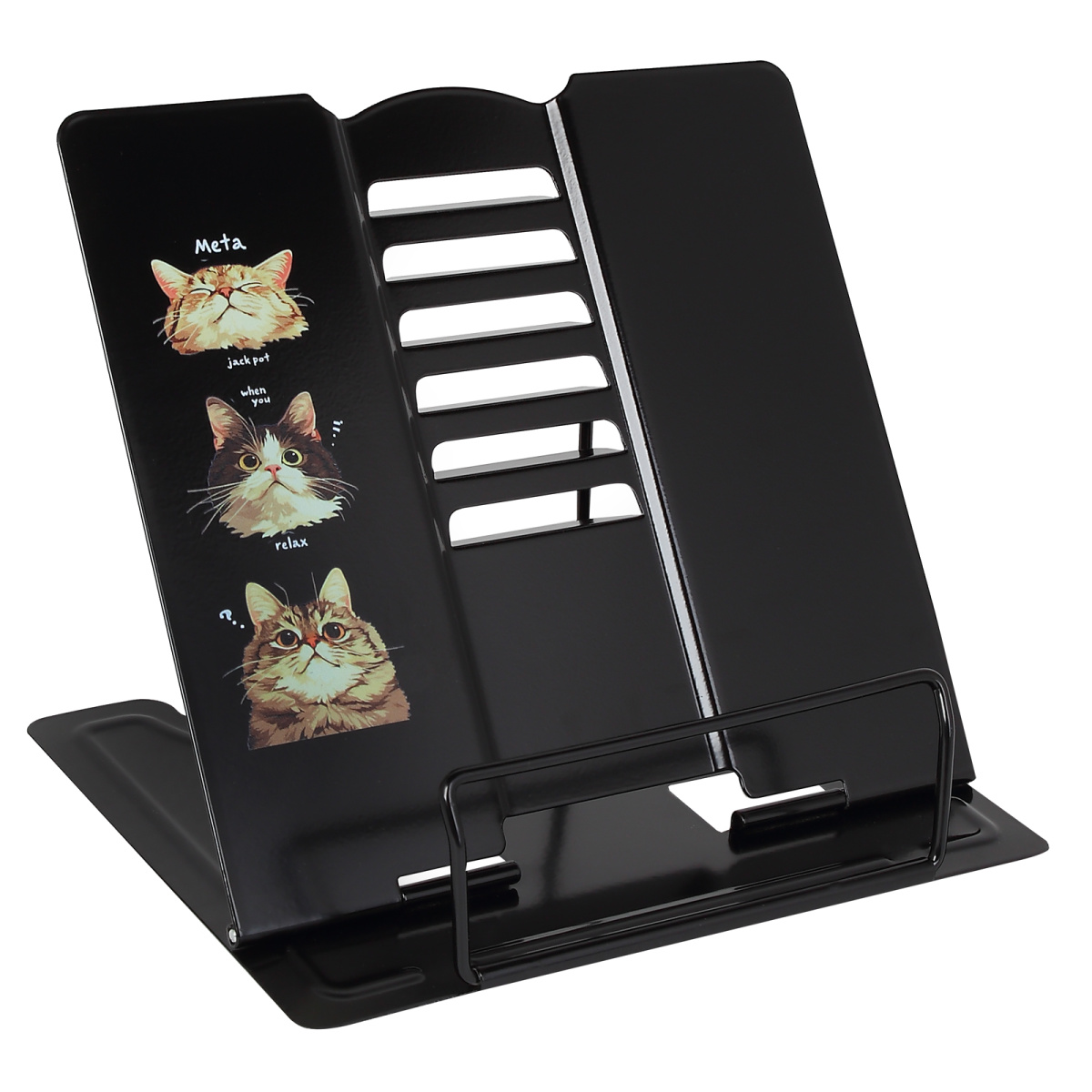 Подставка для книг кокос "котики" металлическая с рис.