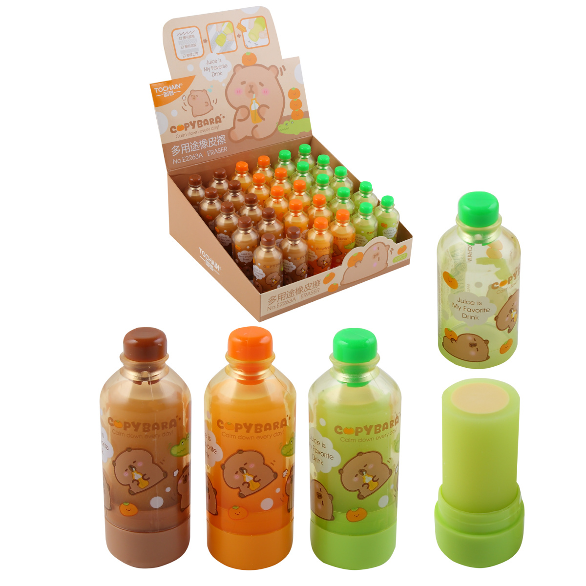 Ластик кокос "capybara" 65х23х23мм асс-т