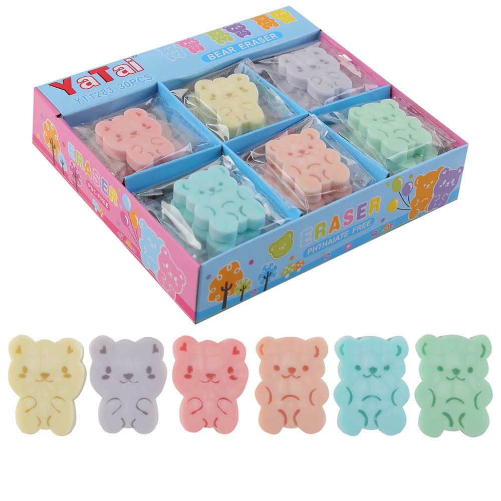 Ластик кокос "мишка" 40х30х7мм асс-т